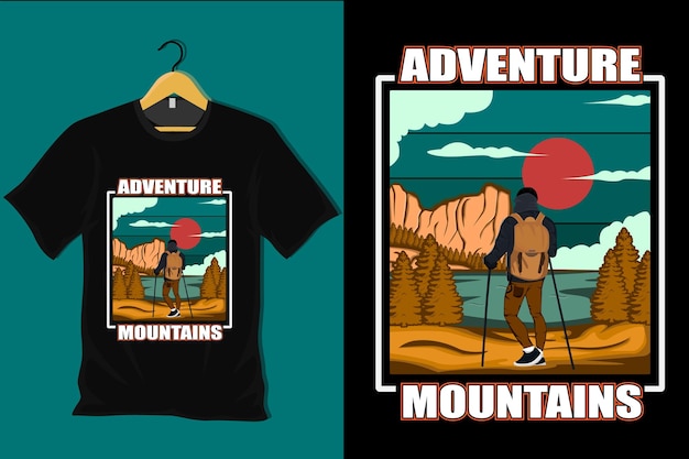 Adventure Mountain Retro Vintage T Shirt Design