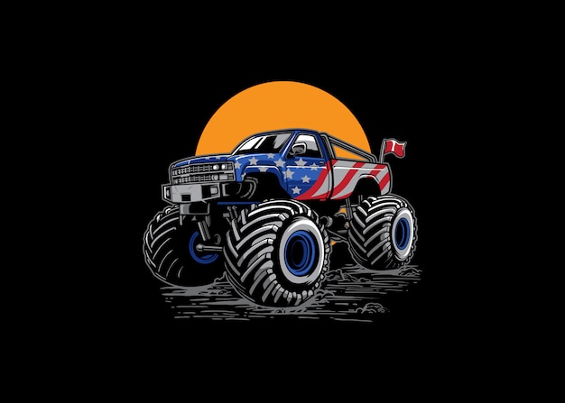 Adventure off road monster truck illustration