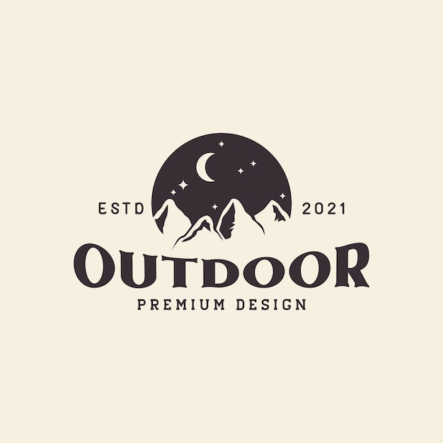 Adventure outdoor vintage mountain night logo symbol icon vector graphic design illustration idea