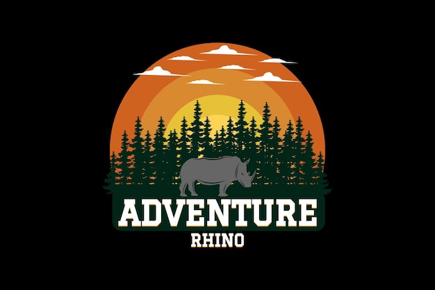 Adventure rhino retro design landscape