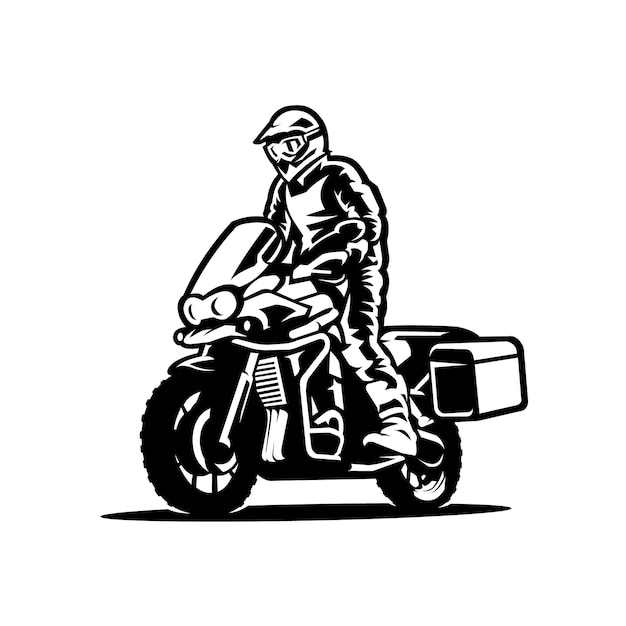 Adventure sport motorcycle silhouette vector art isolated