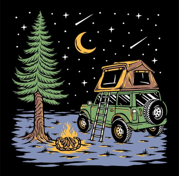 Adventure under the stars illustration