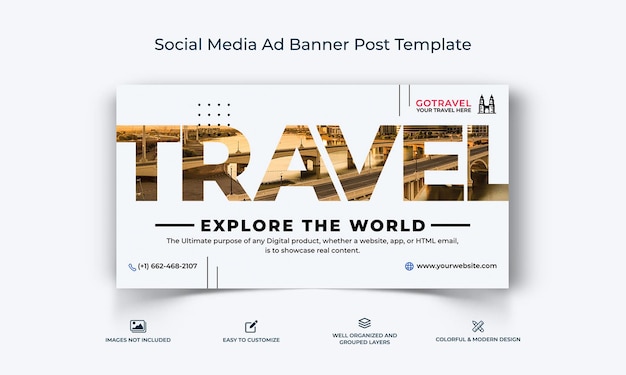 Vector adventure travel social media facebook ad banner post template premium vector