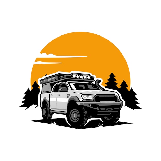 adventure truck illustration logo vector