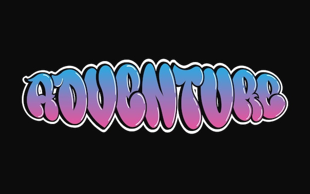 Adventure word trippy psychedelic graffiti style letters