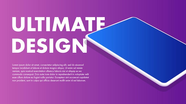 Advertisement Poster Mockup for Technology and Devices. Purple Theme Banner with a Tablet and Space for Text. Vector illustration