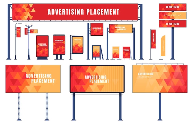 Advertising billboard carriers metal structures for advertising business promotion concept vector