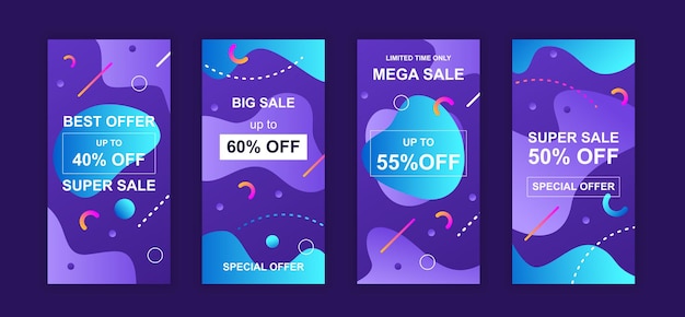 Advertising sale design social networks instagram stories template