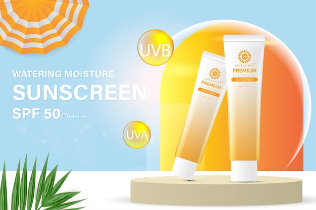 Advertising templates sunscreen 3D plastic tubes for advertising or magazine vector