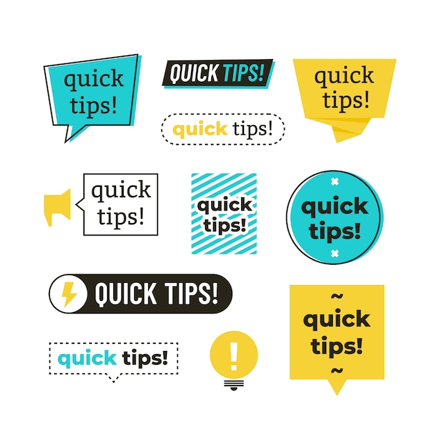 Advice, tip, quick tips, helpful tricks and suggestions vector banners set