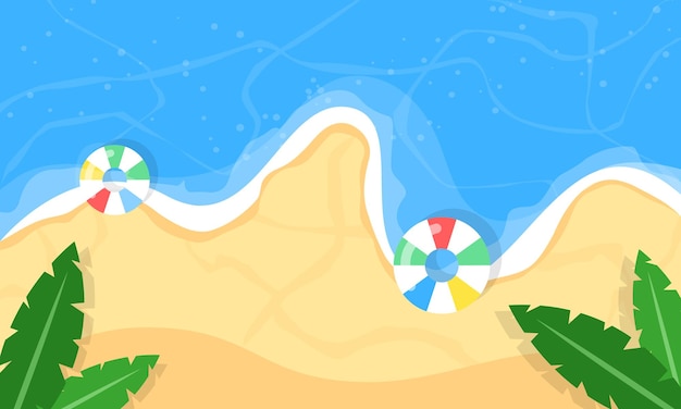 Aerial beach view illustration for summer background