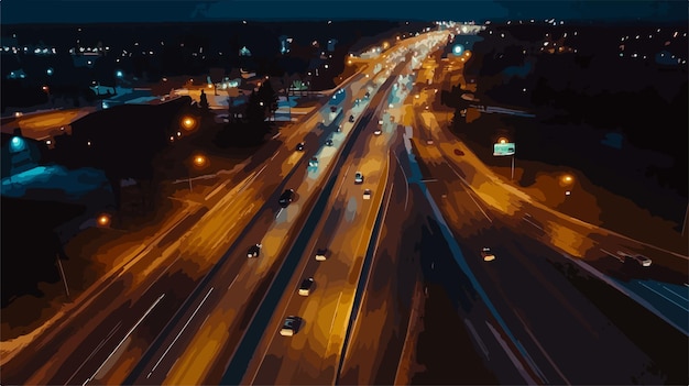 Vector aerial traffic on kings highway urban transportation video footage