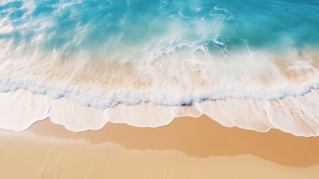 Aerial view of beautiful tropical beach with turquoise sea wave