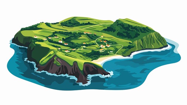 Vector aerial view of vila franca do campo islet in azores