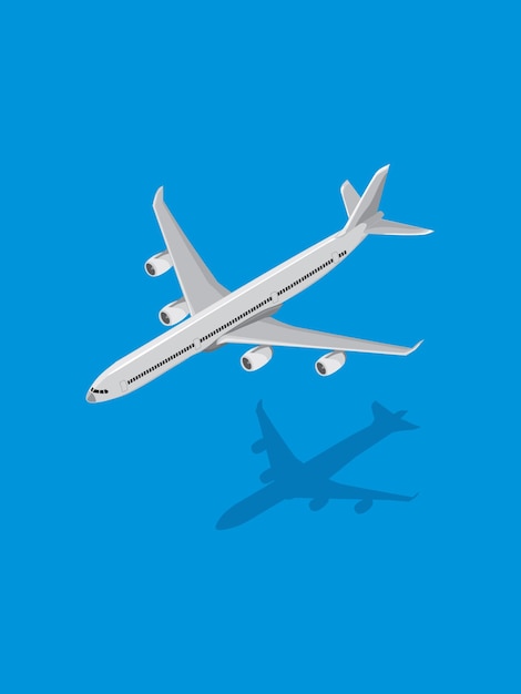 Aeroplane on blue sea background