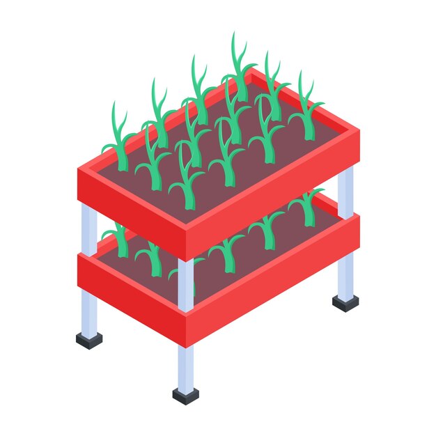 Vector aeroponic bed icon in isometric style