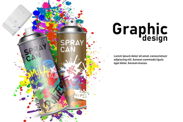 Aerosol paint for graffiti with art design elements Design template poster