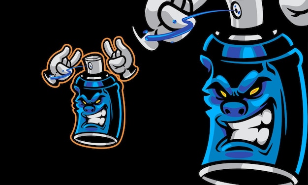 aerosol spray paint mascot vector logo illustration