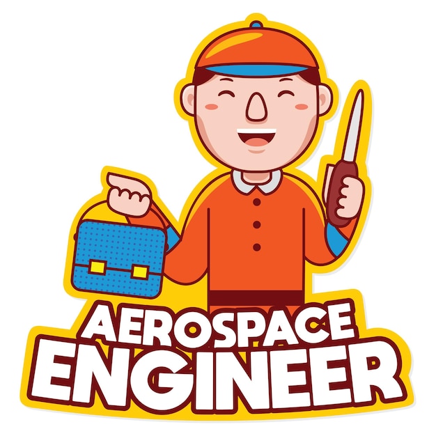 Aerospace Engineer Profession Mascot Logo Vector in Cartoon Style