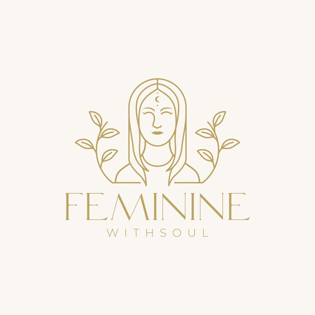 Aesthetic feminine women with foliage logo