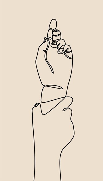 Vector aesthetic hand raise gesture oneline continuous line art