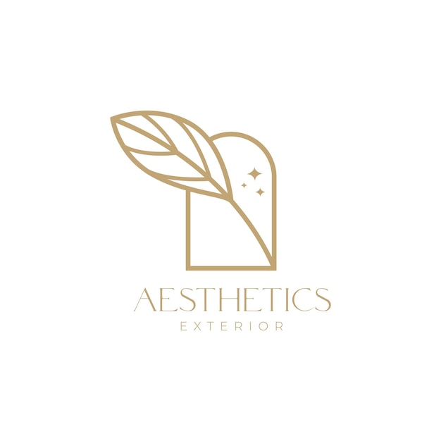 Aesthetic luxury leaf with window logo design