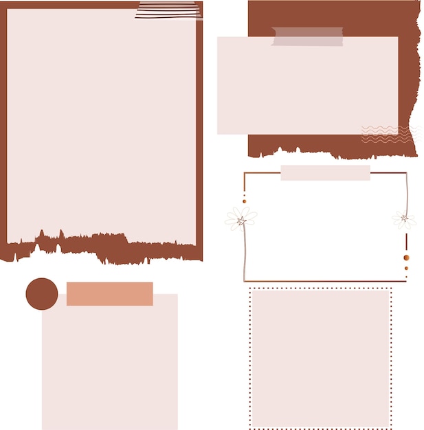 Aesthetic memo template a collection of striped notes blank notepad and torn paper stickers