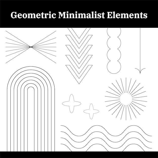 Vector aesthetic minimalist geometric shapes elements set