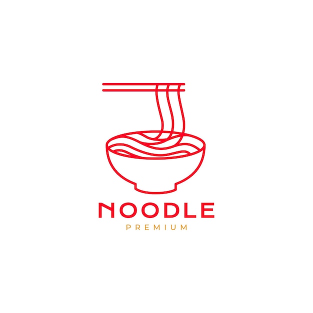 Aesthetic noodle chopsticks and bowl logo design