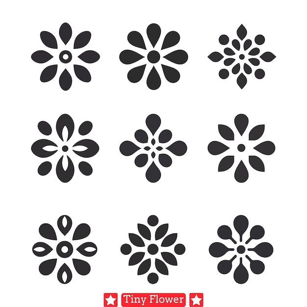 Aesthetic Petal Portraits Tiny Flower Silhouette Vector Illustrations