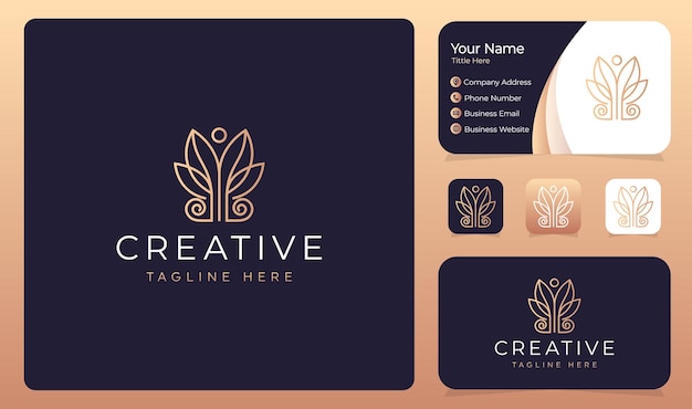 Aesthetic spa wellness logo vector design with business card template