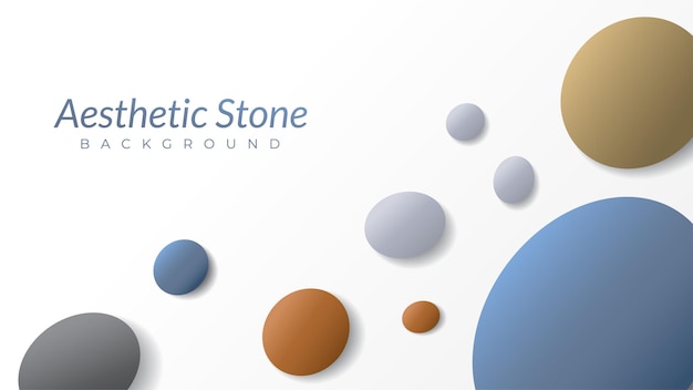 Aesthetic stones background design template with blank space oval shape like an egg vector illustration white black blue gray beige brown orange earth tone pastel color gradation