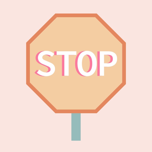 Aesthetic Stop Sign isolated on peach background. Vector Stop Sign Icon.