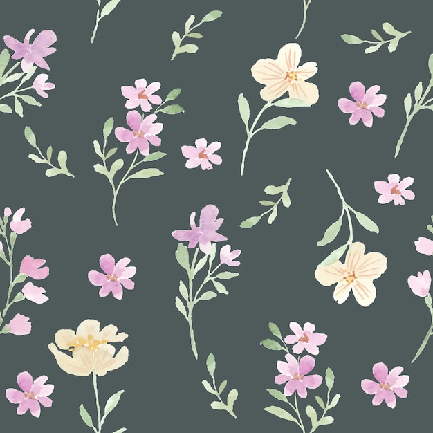 Aesthetic Wild Flower Watercolor Seamless Pattern