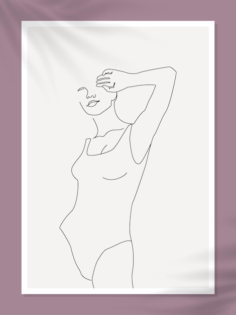 Aesthetic woman body vector line art drawings