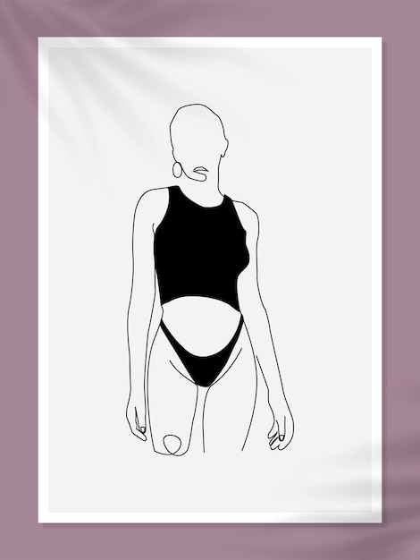 Aesthetic woman body vector line art drawings