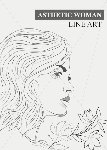 Aesthetic Women Line Art Vector Design Template