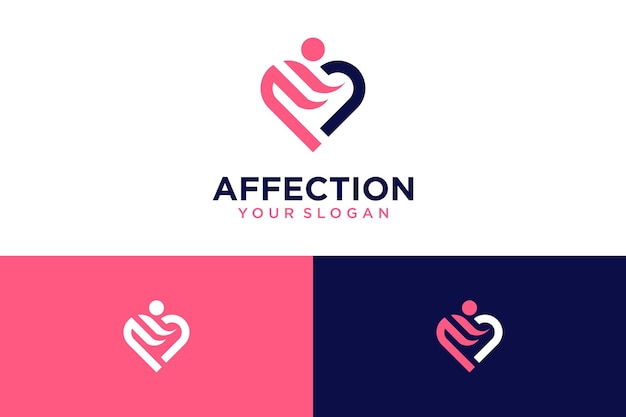 affection logo design with heart and pink