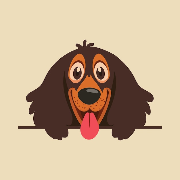 Afghan Hound Dog Peeking face Vector illustration Dog peeking face isolated