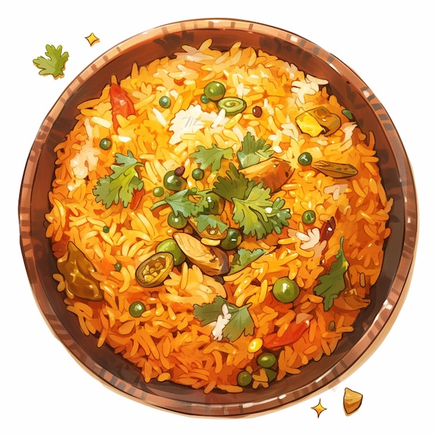 Vector afghan kabuli pulao and central asian foods