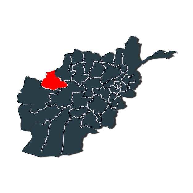 Afghanistan country map with a red spot in the middle