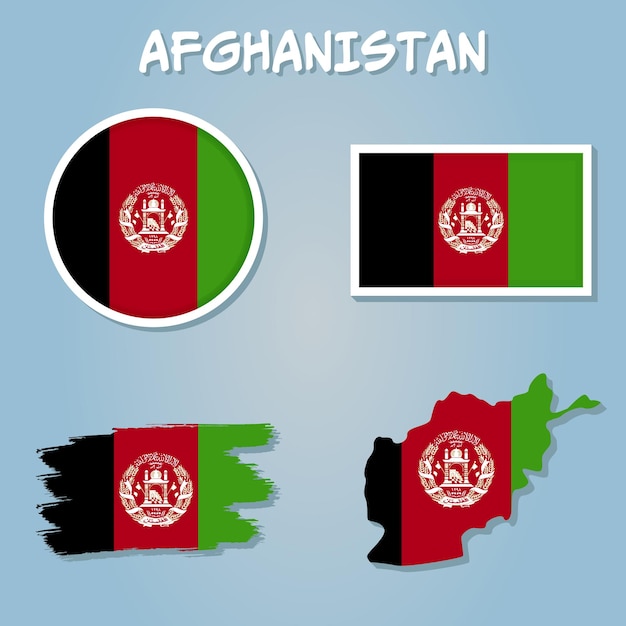 Afghanistan map on a world map with flag and map pointer vector illustration