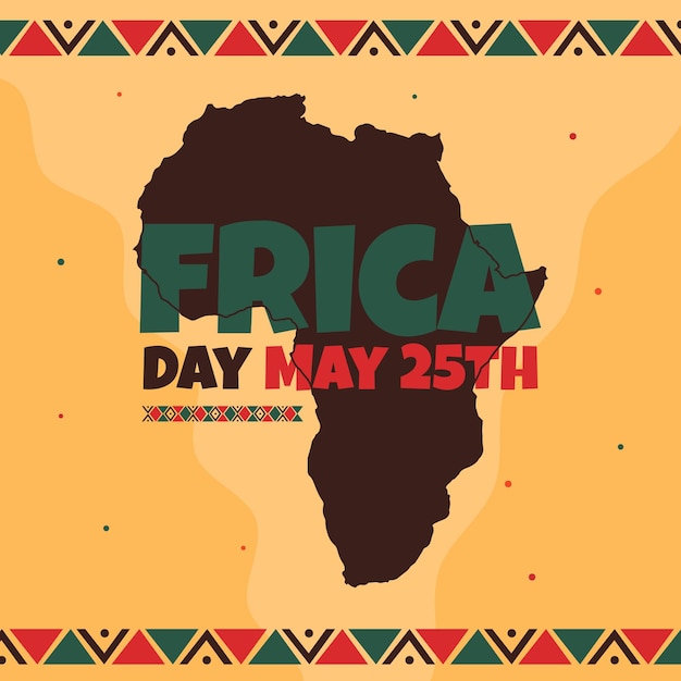 Africa day May 25th banner with map and african pattern illustration