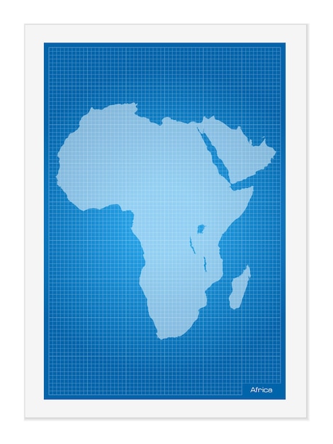 Africa map on blueprint