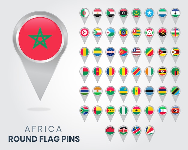 Africa Round Flag Pins