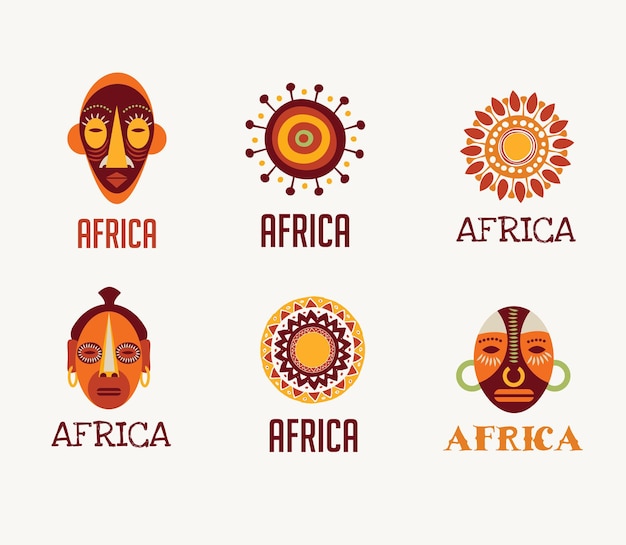 Africa safari icons and element set