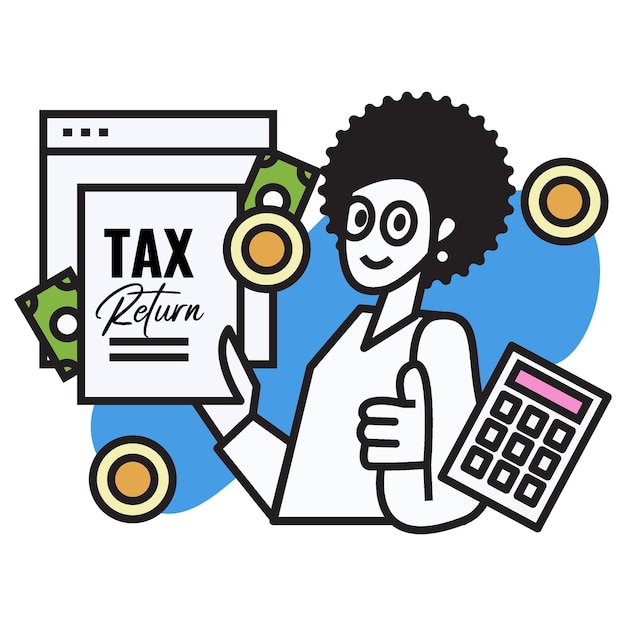 African accountant woman with tax return online platform.