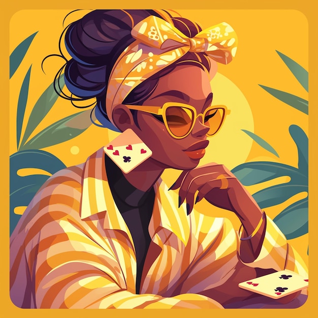 African American Elderly Woman Playing Cards