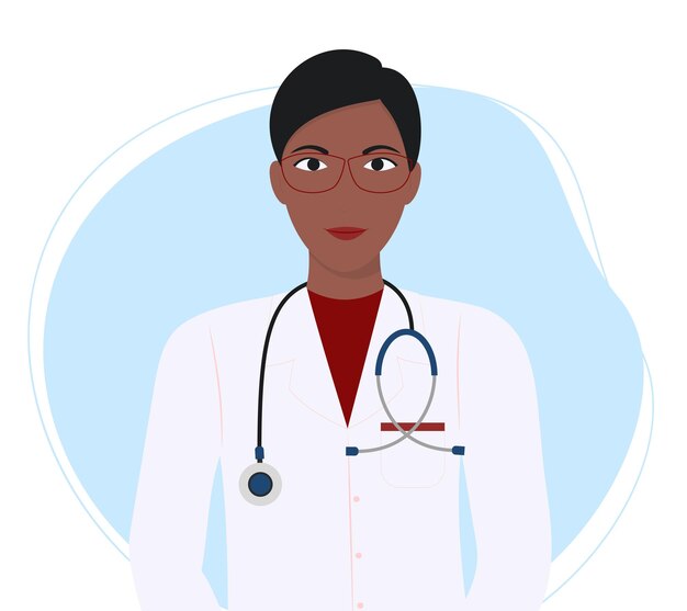 Vector african american ethnic woman doctor with stethoscope medical specialists national doctors day