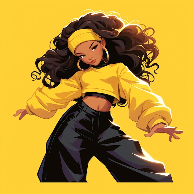 African American Girl in Her Teens Dancing Hip Hop